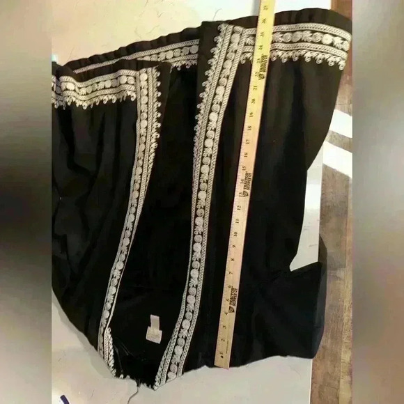 Lucky Brand Size M Whitney Wrap Black Ivory Embroider Open Front Cardigan - Picture 9 of 9